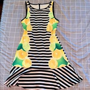 Black + White Striped Dress with Lemons and Limes